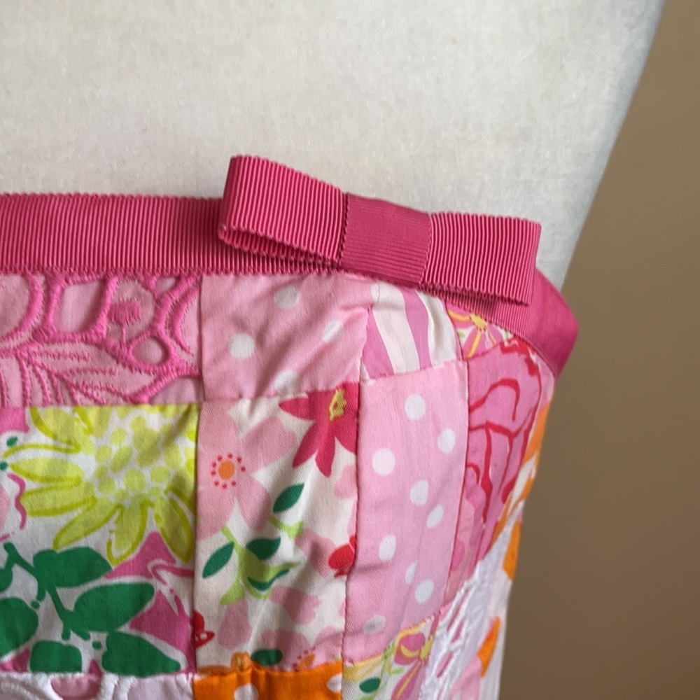 Lilly Pulitzer Pink Orange Yellow Patchwork Strapless Dress - Picture 5 of 11